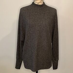 Matty M ribbed dolman mock neck sweater charcoal gray S